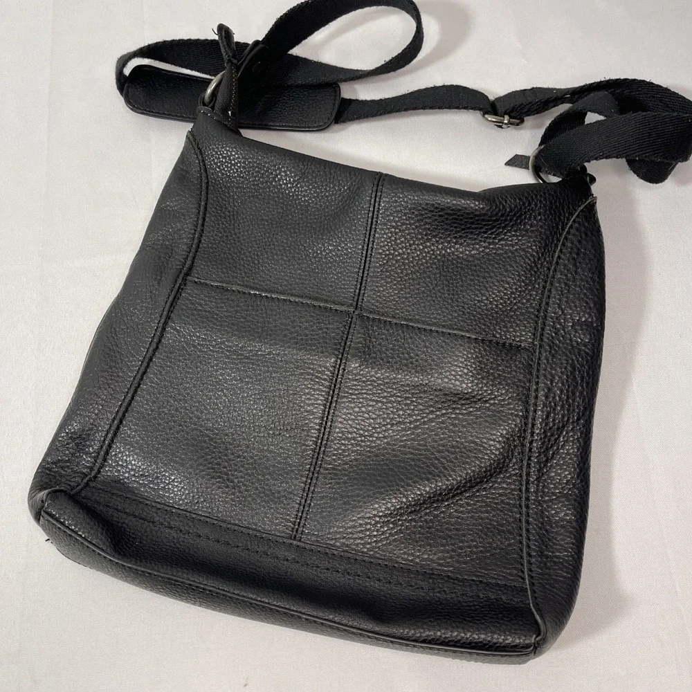 The Sak Crossbody Black Genuine‎ Leather Tooled Embossed Purse Tassels